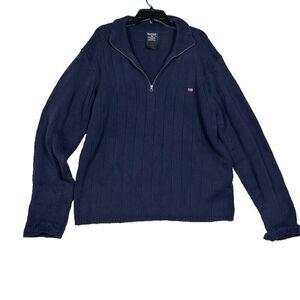 Polo Jeans by Ralph Lauren Mens XL Sweater Navy Blue Half Zip RL Logo Flag